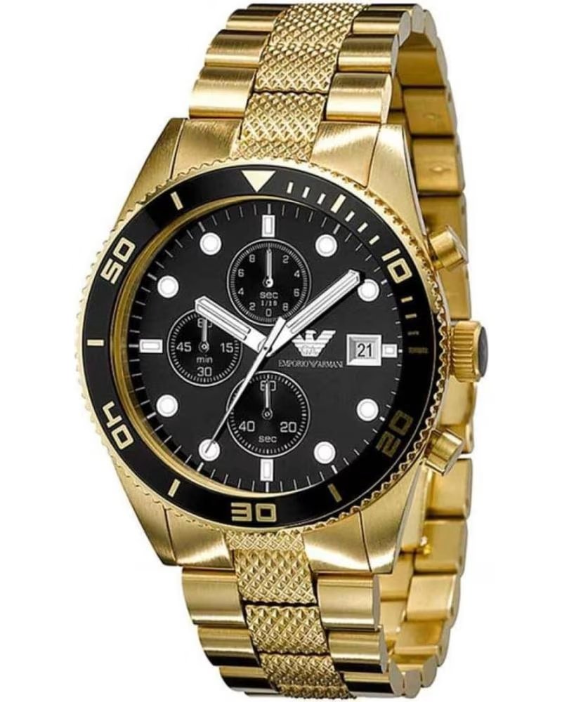 RELÓGIO EMPORIO ARMANI AR5857 CRONÓGRAFO DOURADO DORDO