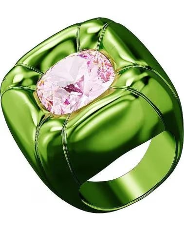 ANILLO SWAROVSKI 5610804 CON CRISTAL ROSA Y MONTURA VERDE