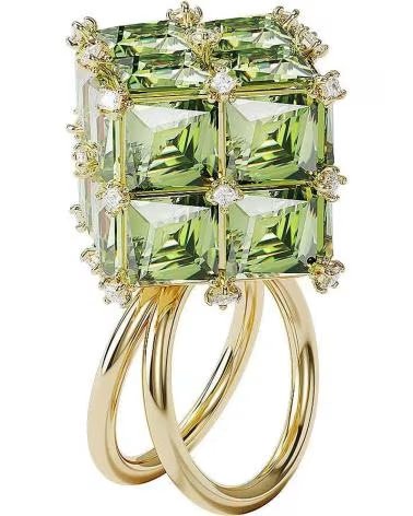 ANILLO SWAROVSKI 5610829 CRISTALES VERDES GEOMÉTRICOS