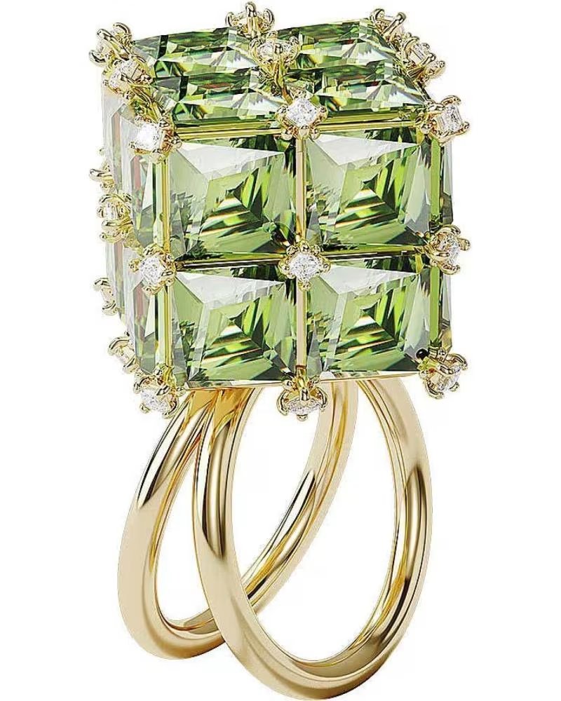 ANILLO SWAROVSKI 5610829 CRISTALES VERDES GEOMÉTRICOS