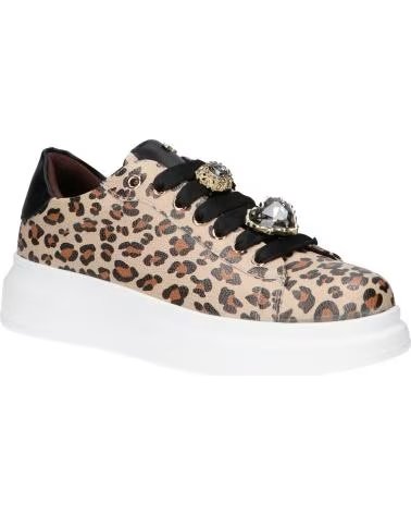 BASKETS FEMME EXE 66-51EX79 LÉOPARD AVEC BIJOU PU LEOPARD