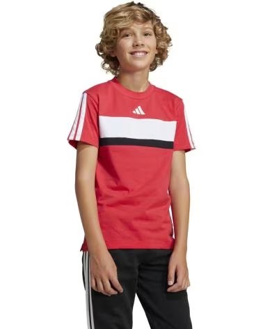 T-SHIRT DE MANGA CURTA ADIDAS ESSENTIALS TIBERIO 3 STRIPES ROJO