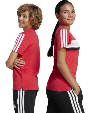 T-SHIRT DE MANGA CURTA ADIDAS ESSENTIALS TIBERIO 3 STRIPES ROJO
