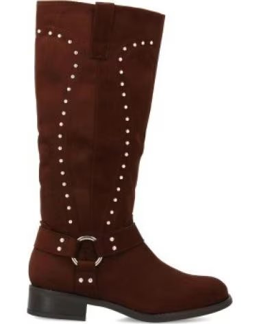 BOTAS ALTAS DE MUJER SPORT3PUNTO0 9262-MARRON CON HEBILLA Y TACHUELAS VARIOS COLORES