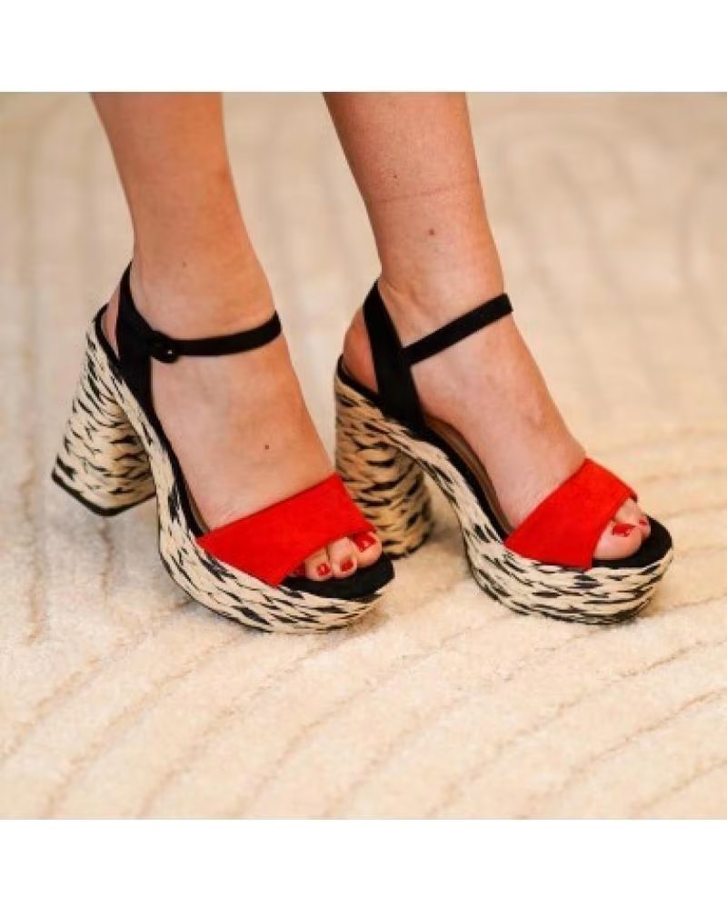 ELEGANTE KEILABSATZ-PLATEAU-SANDALEN SPORT3PUNTO0 CF-5181 ROT VARIOS COLORES