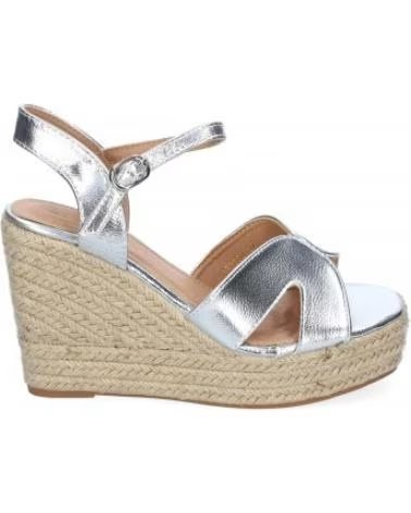 SPORT3PUNTO0 TF3360-PLATA SILVER WEDGE SANDALS WITH CRISSCROSS STRAPS AND JUTE VARIOS COLORES