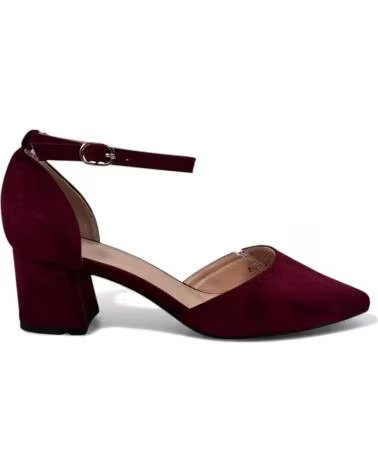 SAPATOS DE SALTO SOCIAL TIMBOS FEMININO 132327 VINHO COM TIRA NO TORNOZELO ROJO