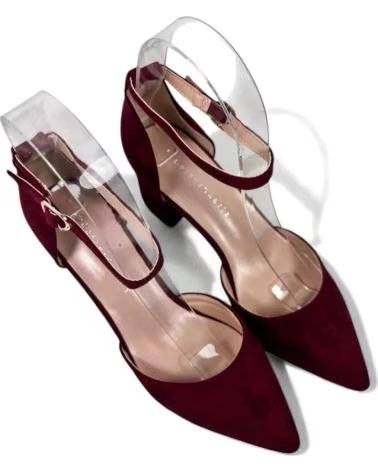 SAPATOS DE SALTO SOCIAL TIMBOS FEMININO 132327 VINHO COM TIRA NO TORNOZELO ROJO
