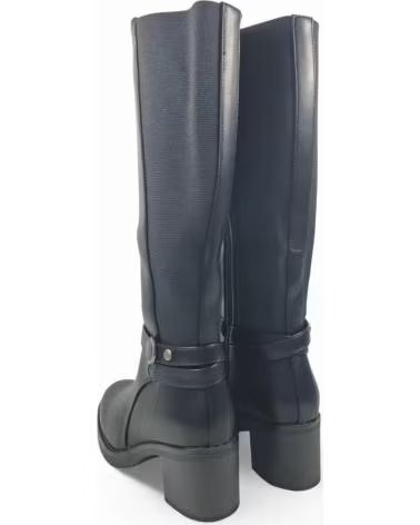 BOTA ALTA TIMBOS MUJER TACÓN HEBILLA NEGRO NEGRO
