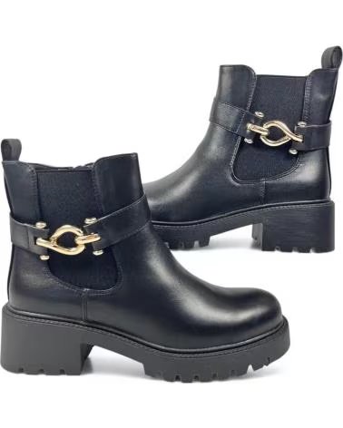 BOTÍN TACON PLATAFORMA TIMBOS MUJER 132320 NEGRO CON HEBILLA NEGRO