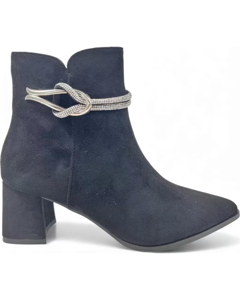STIEFELETTE MIT ABSATZ TIMBOS 132313 DAMEN SCHWARZ MIT GLITZER-DETAIL NEGRO