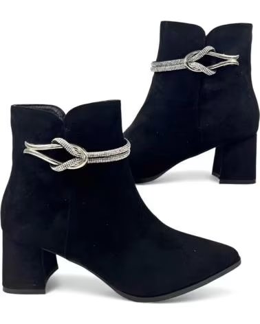 STIEFELETTE MIT ABSATZ TIMBOS 132313 DAMEN SCHWARZ MIT GLITZER-DETAIL NEGRO