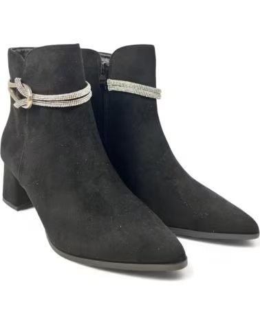 STIEFELETTE MIT ABSATZ TIMBOS 132313 DAMEN SCHWARZ MIT GLITZER-DETAIL NEGRO