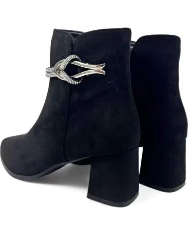 STIEFELETTE MIT ABSATZ TIMBOS 132313 DAMEN SCHWARZ MIT GLITZER-DETAIL NEGRO