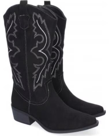COWBOY-STIEFEL DAMEN SPORT3PUNTO0 VRA-1161 SCHWARZES LEDER BESTICKT VARIOS COLORES
