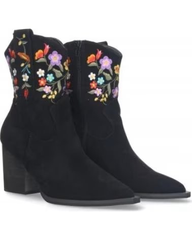 SPORT3PUNTO0 BOTAS COWBOY MUJER A-2444 NEGRAS CON BORDADO FLORAL VARIOS COLORES
