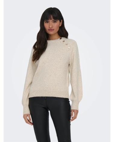 JERSEY ONLY 15302253 DE MUJER CON CUELLO REDONDO BEIG CLARO