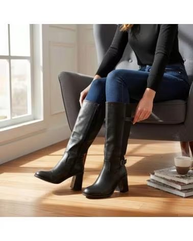 BOTAS DE SALTO TIMBOS FEMININA 132325 PRETO NEGRO