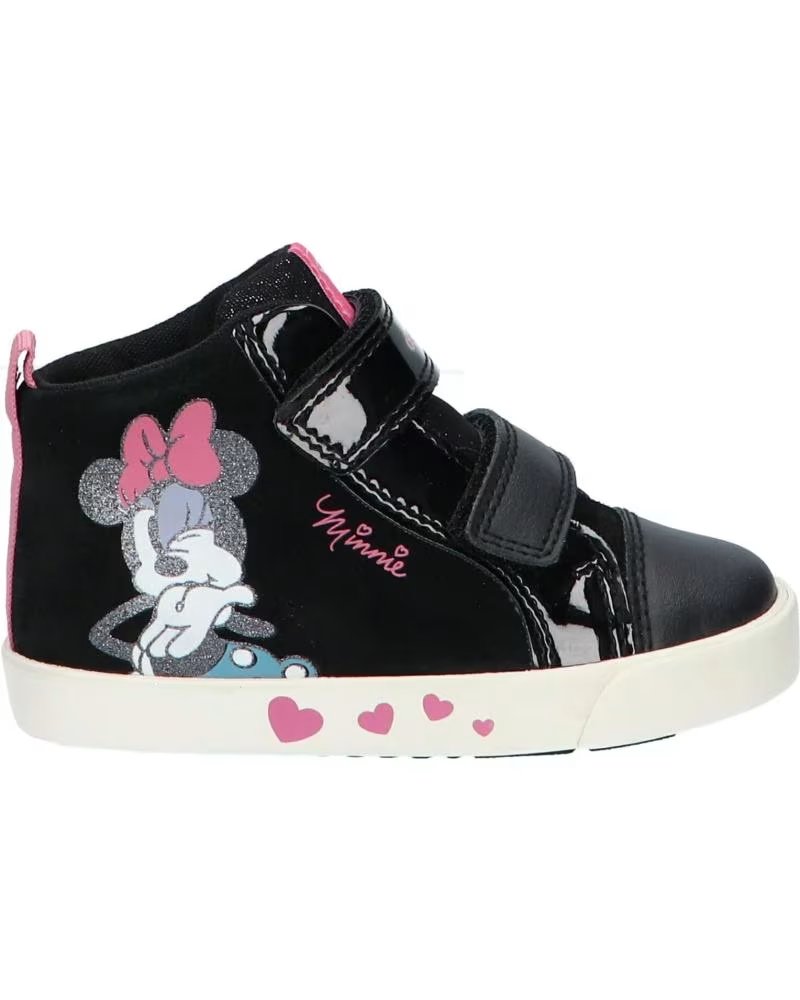 GEOX KILWI GIRL SNEAKER MIT KLETTVERSCHLUSS FÜR MÄDCHEN SCHWARZ-ROSA C9289 BLACK-OLD ROSE