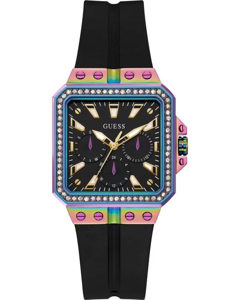 Início-GUESS-RELÓGIO GUESS GW0618L3 CRONÓGRAFO MOLDURA MULTICOLORIDA PRETA-NEGRO