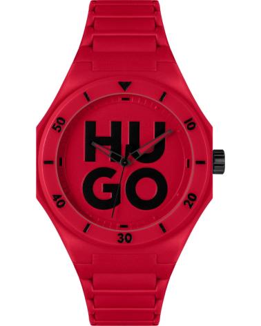 RELOJ HUGO 1530328 CORREA DE SILICONA NEGRA ROJO