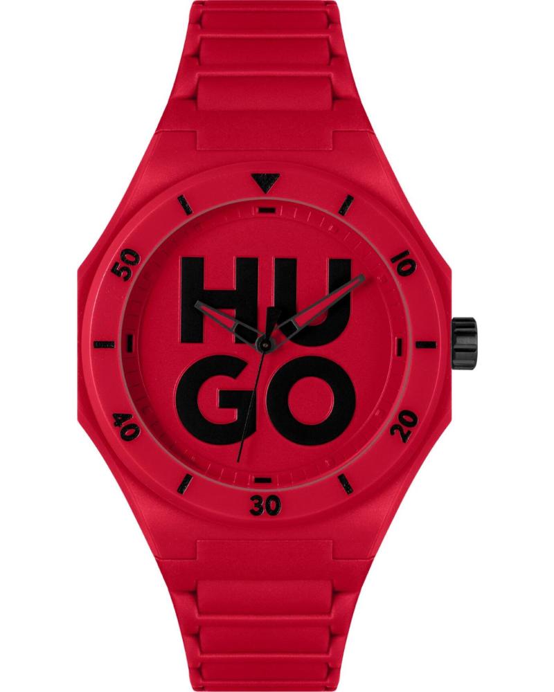 RELOJ HUGO 1530328 CORREA DE SILICONA NEGRA ROJO
