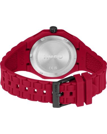 RELOJ HUGO 1530328 CORREA DE SILICONA NEGRA ROJO