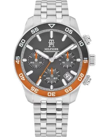 RELÓGIO CRONÓGRAFO TOMMY HILFIGER 1792187 COM BISEL LARANJA GRIS