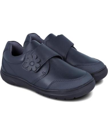 GARVALIN ZAPATO COLEGIAL CON VELCRO Y DETALLE FLOR PARA NINA 51706-B0 AZUL MARINO