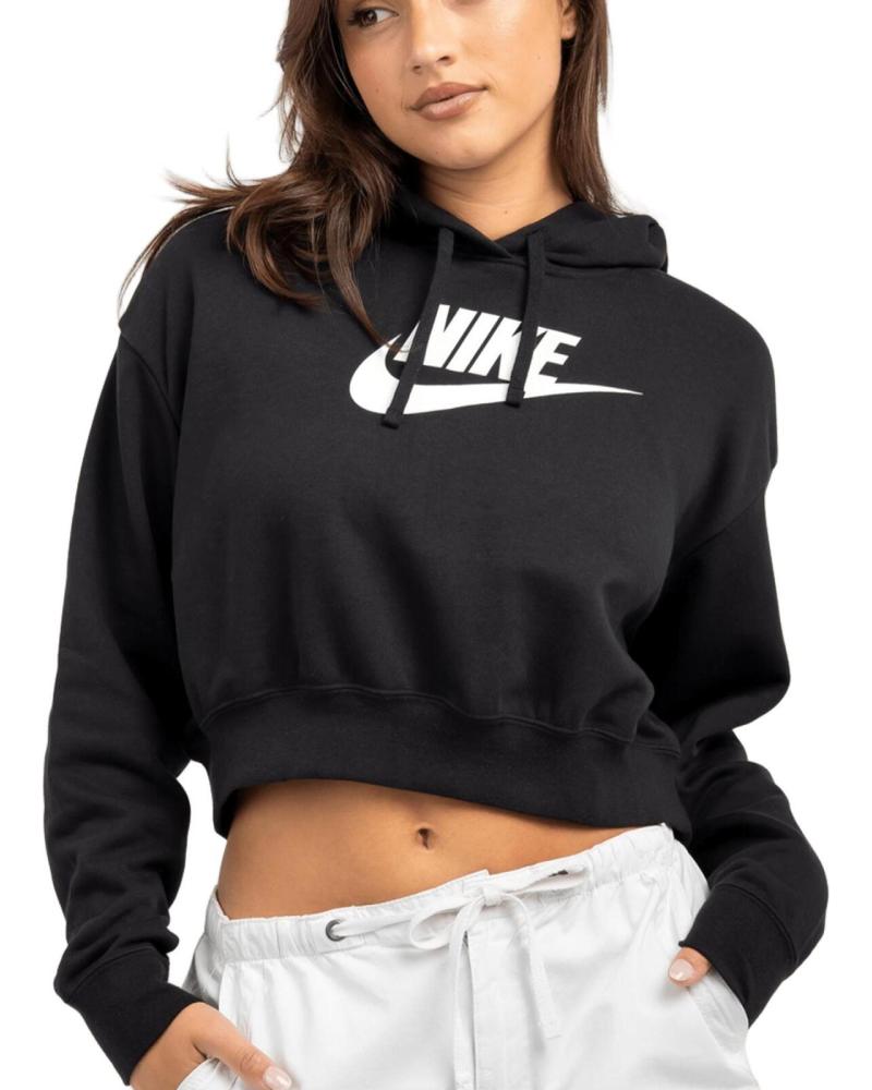 SUDADERA NIKE CROPPED CON LOGO NEGRO PARA MUJER NEGRO