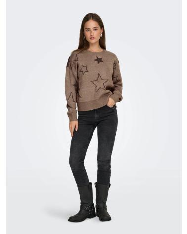 JERSEY DE PUNTO ONLY CON ESTAMPADO PARA MUJER MARRóN