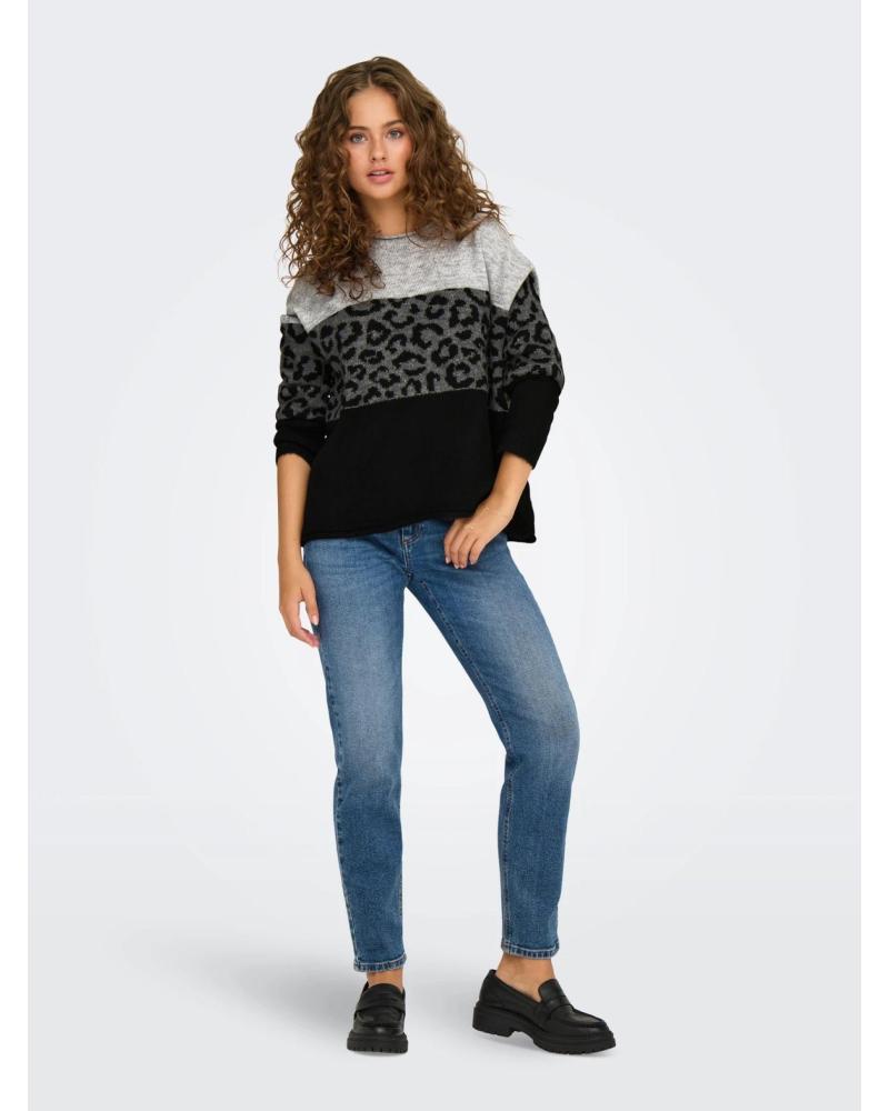 JERSEY DE PUNTO ONLY CON ESTAMPADO GEOMÉTRICO PARA MUJER GRIS