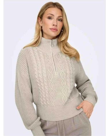 JERSEY DE PUNTO TRENZADO CON CREMALLERA MUJER ONLY DORRITTA BEIGE CLARO BEIG CLARO