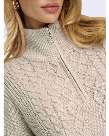 JERSEY DE PUNTO TRENZADO CON CREMALLERA MUJER ONLY DORRITTA BEIGE CLARO BEIG CLARO