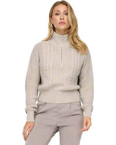 JERSEY DE PUNTO TRENZADO CON CREMALLERA MUJER ONLY DORRITTA BEIGE CLARO BEIG CLARO
