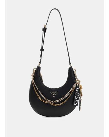 BOLSO HOMBRO GUESS DAVINA CON CADENA DORADA NEGRO