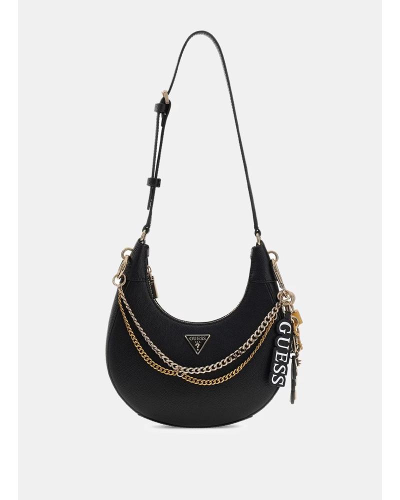 BOLSO HOMBRO GUESS DAVINA CON CADENA DORADA NEGRO