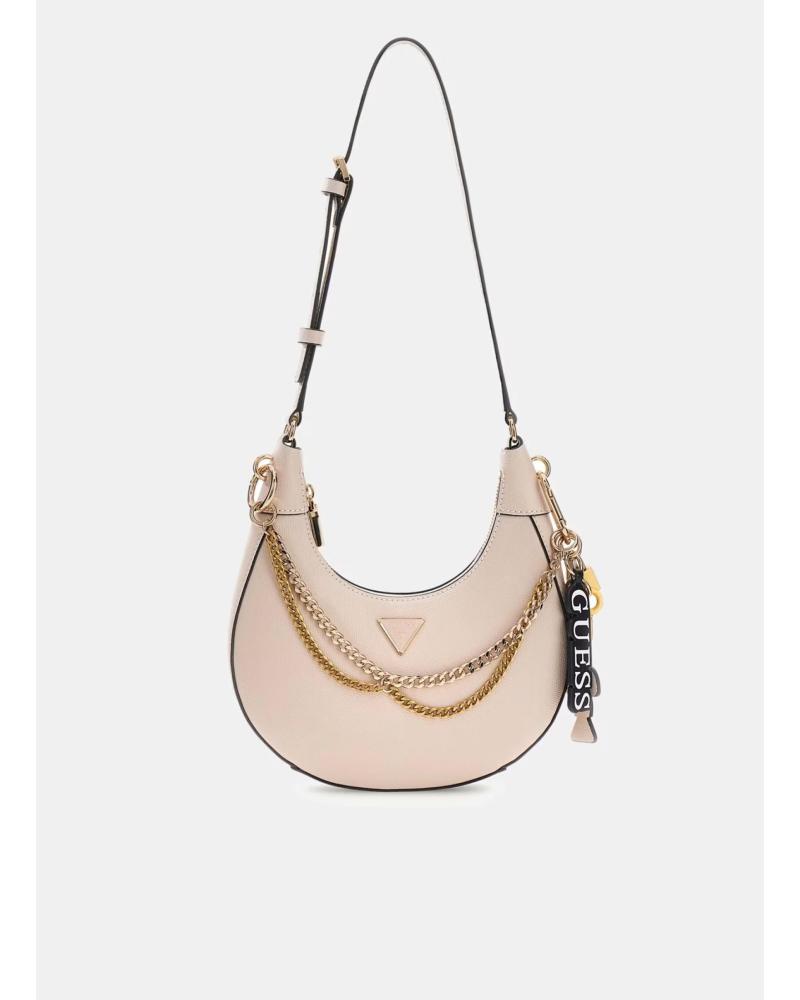 BOLSO HOMBRO GUESS DAVINA TAUPE CON CADENA Y CHARMS TAUPE