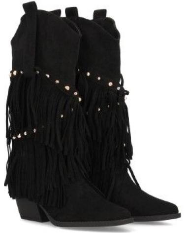 PUNTOSALAO BOTAS CAMPERAS FLECOS EN CANA TACON MEDIO COWBOY DE MUJER CO VARIOS COLORES