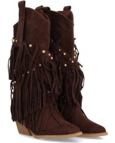 PUNTOSALAO BOTAS CAMPERAS FLECOS EN CANA TACON MEDIO COWBOY DE MUJER CO VARIOS COLORES