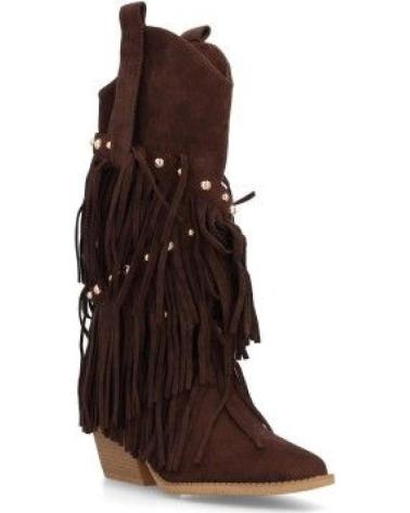 PUNTOSALAO BOTAS CAMPERAS FLECOS EN CANA TACON MEDIO COWBOY DE MUJER CO VARIOS COLORES