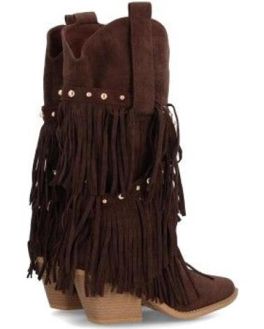 PUNTOSALAO BOTAS CAMPERAS FLECOS EN CANA TACON MEDIO COWBOY DE MUJER CO VARIOS COLORES