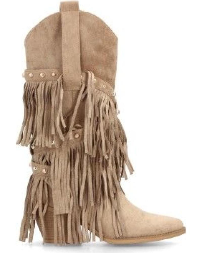 PUNTOSALAO BOTAS CAMPERAS FLECOS EN CANA TACON MEDIO COWBOY DE MUJER CO VARIOS COLORES