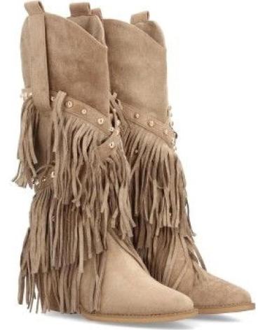 PUNTOSALAO BOTAS CAMPERAS FLECOS EN CANA TACON MEDIO COWBOY DE MUJER CO VARIOS COLORES