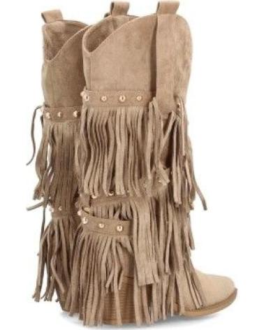 PUNTOSALAO BOTAS CAMPERAS FLECOS EN CANA TACON MEDIO COWBOY DE MUJER CO VARIOS COLORES