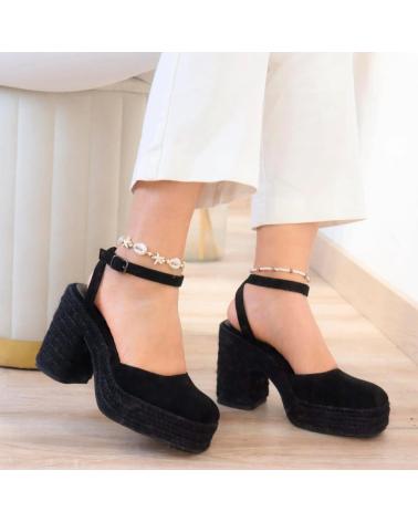 BUBBLE BOBBLE 6106 ZAPATOS TACON ESPARTO MUJER NEGRO