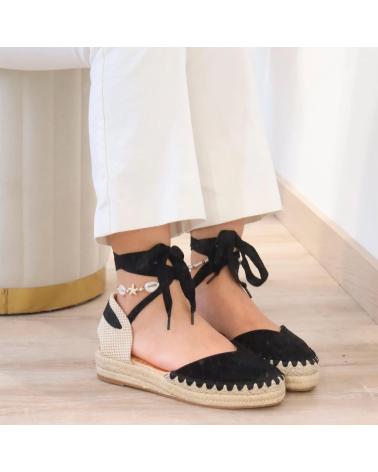 BUBBLE BOBBLE 6018 ALPARGATAS DE CINTAS PLANAS MUJER NEGRO BEIGE