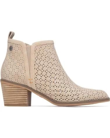 BOTAS REFRESH 175152 COM DESIGN VAZADO E SALTO BLOCO BEIGE
