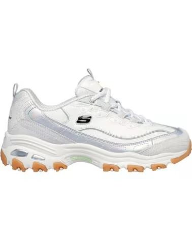 SKECHERS ZAPATILLAS 150556-WGY EN BLANCO PARA MUJER WHITE PU-MESH-IRIDESCENT ACCENT- GREY TRIM