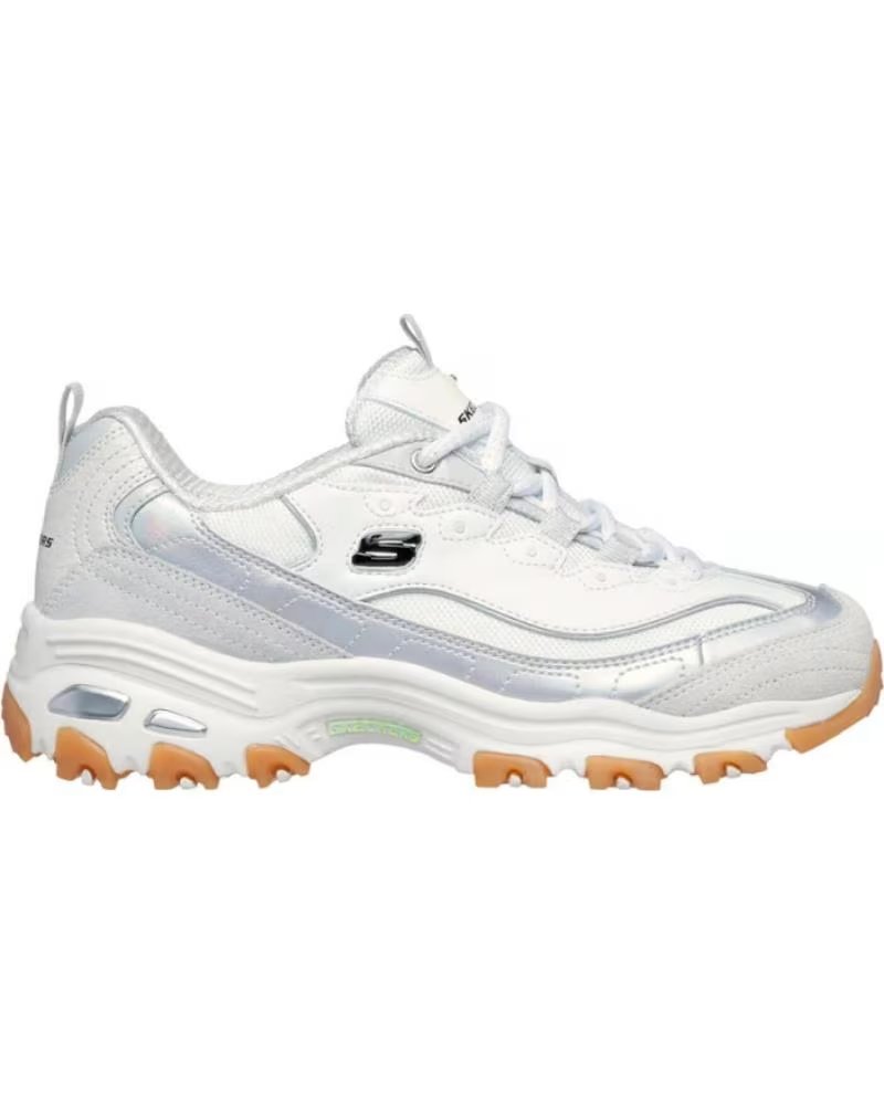 SKECHERS ZAPATILLAS 150556-WGY EN BLANCO PARA MUJER WHITE PU-MESH-IRIDESCENT ACCENT- GREY TRIM